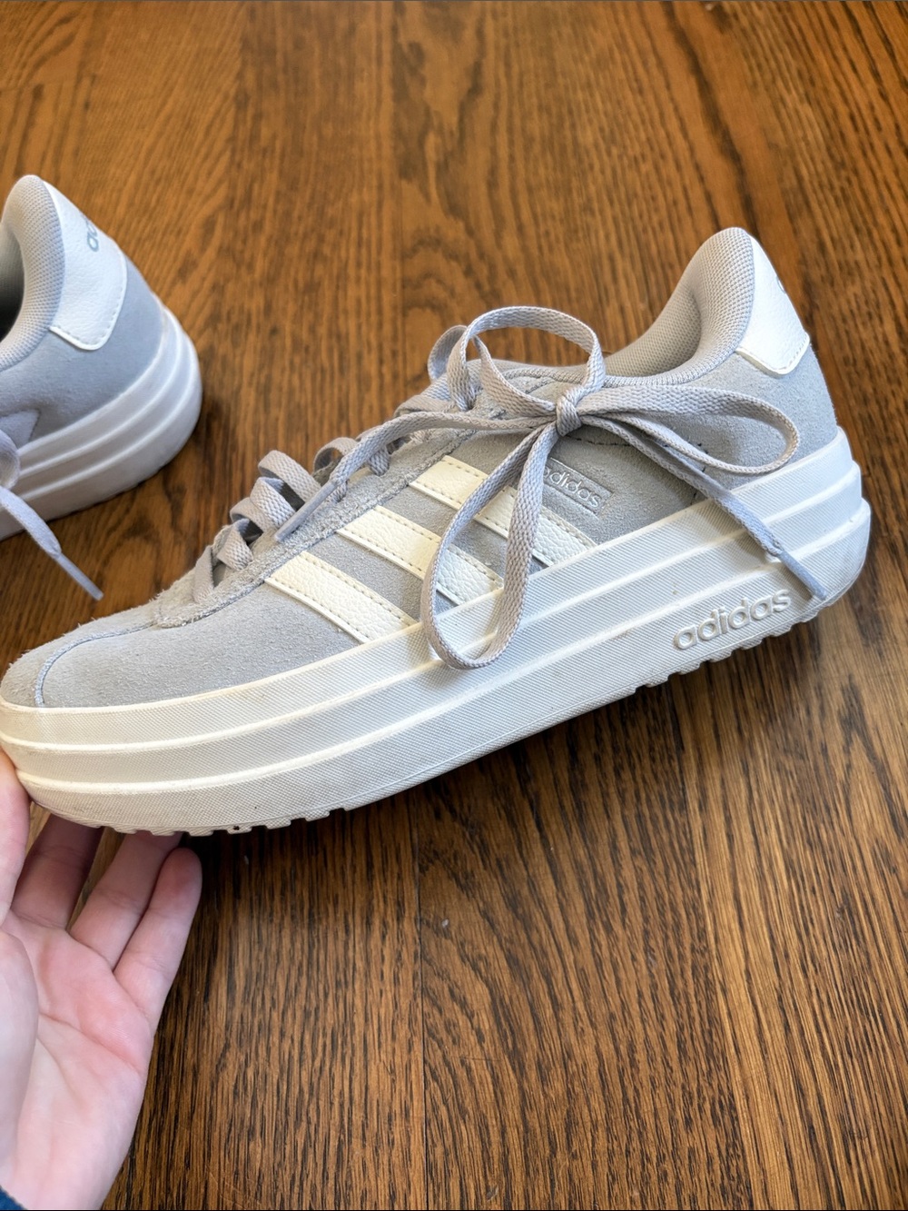 adidas Women's Light Gray Suede Platform Sneakers